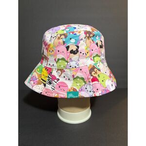 Squishmallows Bucket Hat All Over Print Character Collage Reversible Pink OSFM